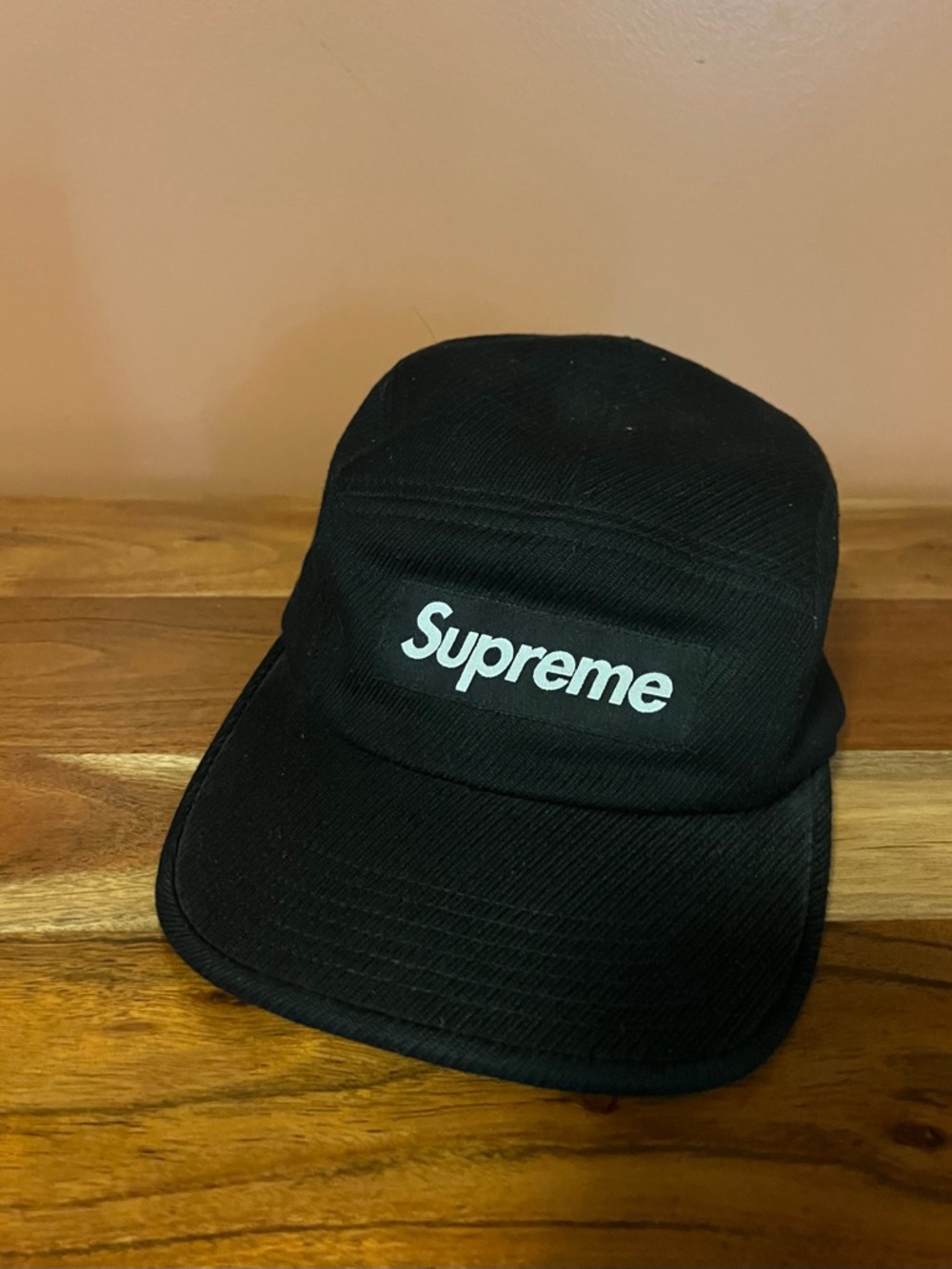 Supreme Black Cap with White Logo